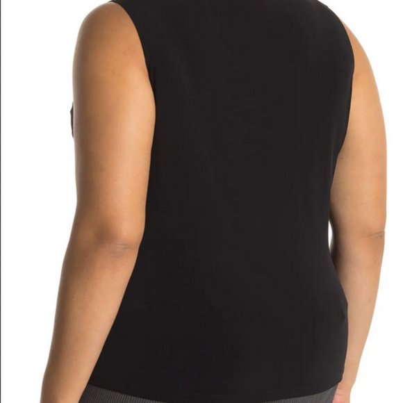 SOLD //////. NWT Catherine Malandrino Black Drape Neck Top 2X - Picture 2 of 4